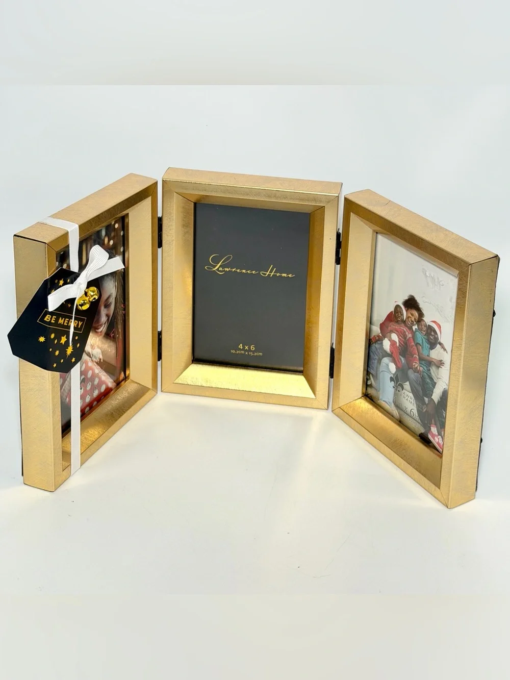 Lawrence Frames 4x6 Hinged Triple Picture Frame – Burnished Gold